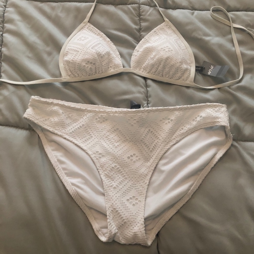 Aerie White Strappy Bikini